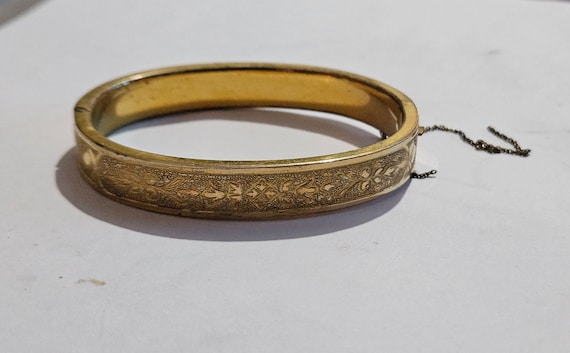 Victorian Gold Filled Etched Clasp Bangle Bracelet Etsy Canada