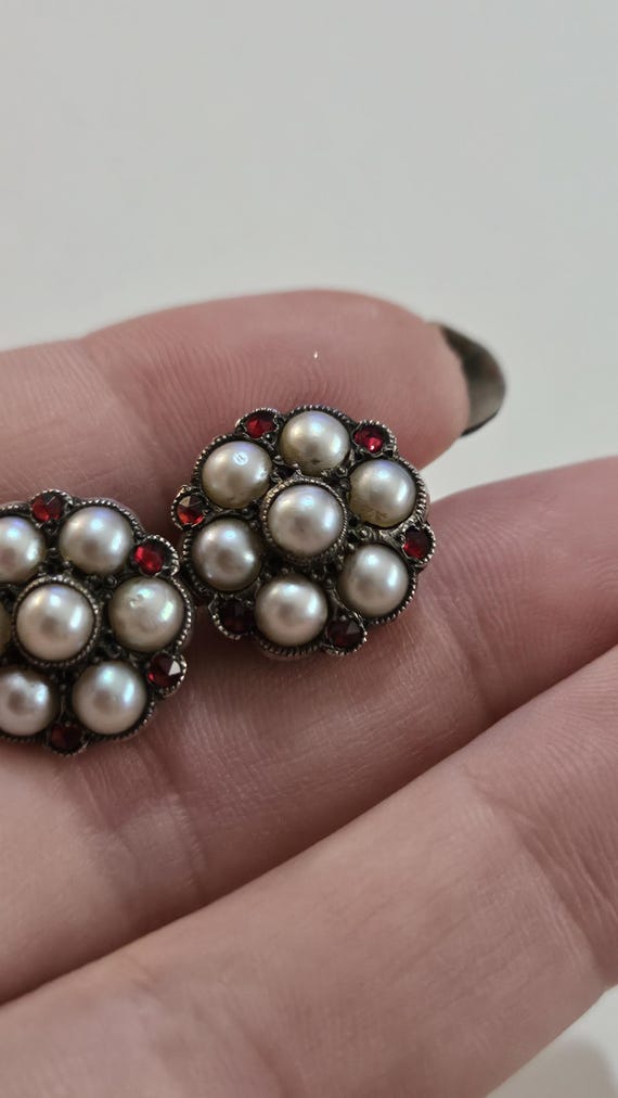 Vintage Antique Solid Sterling silver Split Pearl… - image 2
