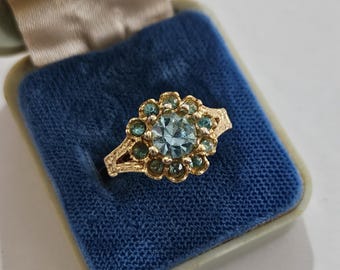 Broche Vintage Turquoise Et Perles - Style Années 80 - Occasion