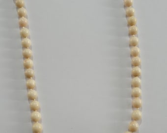 Vintage Vitt Ängelhud Korall Jka 9kt Guldspänne Pärlhalsband
