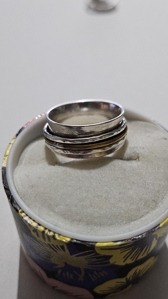 Sterling Silver Spinner Ring • Boho Meditation Ri… - image 1