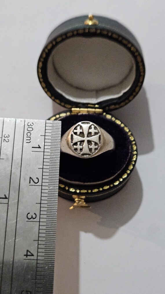 Vintage Solid Silver Celtic Cross Ring Christian … - image 3