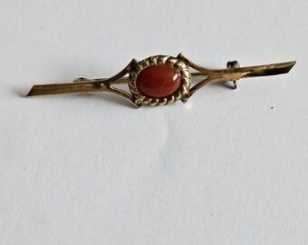 Broche Celtique En Bronze Avec Pierres Verte, Noire Et Cornaline - Fabriquée En Irlande, Neuve