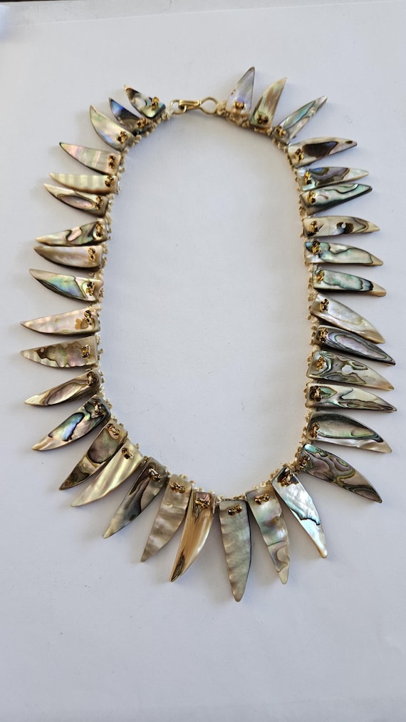 Vintage Miriam Haskell Style Abalone Shell Collar… - image 1