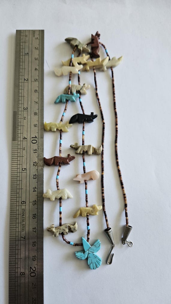 アクセサリー U.S vintage Animal Fetish necklace VINTAGE NATIVE AMERICAN 925 STERLING SILVER 20 Pc FETISH