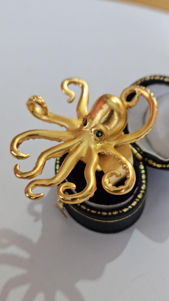 Gold Octopus Ring Adjustable | Large Statement Se… - image 2