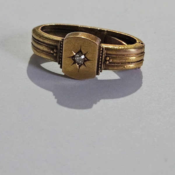 Victorian Antique 18ct Gold & Diamond Scarf Clip Scarve Ring 5g