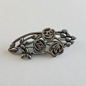 Vintage St Justin Pewter Flower Brooch Pin