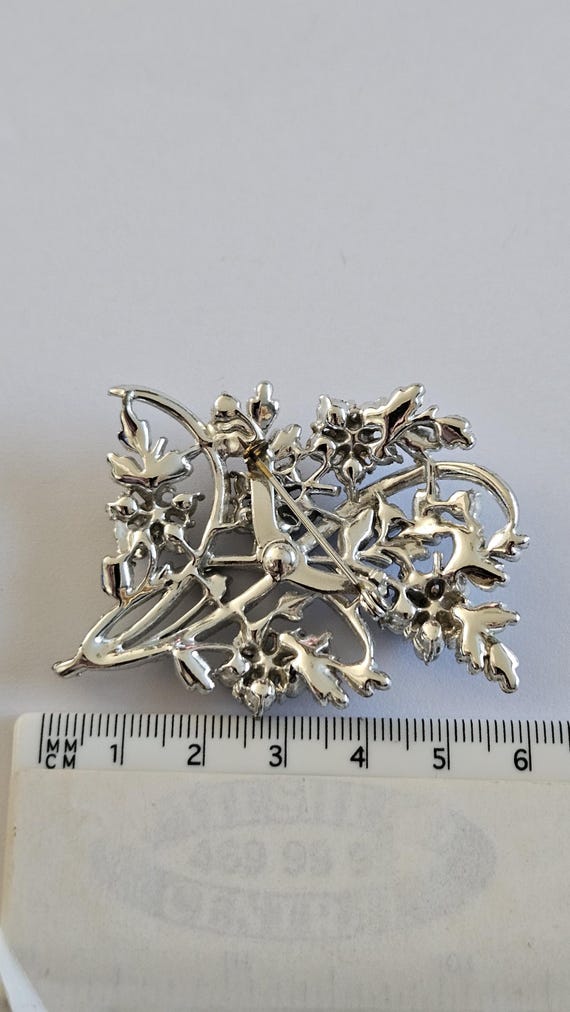 Grande Broche Vintage émaillée Verte Et Bleue Motif Feuillage - Bel état, Occasion
