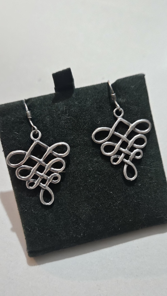 Sterling Silver Celtic Knot Earrings | 925 Endless Knot Drop Earrings | Irish Celtic Jewellery