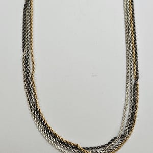 Vintage Christian Dior Signed 3 Tone Plated Chain Necklace