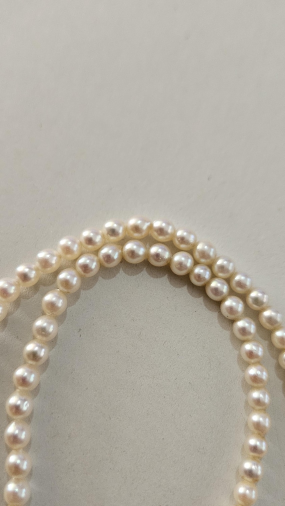 Vintage Antique Japanese Mikimoto Akoya Pearl Necklace Sterling