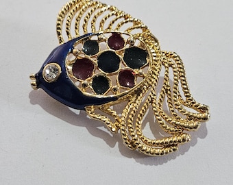 Broche Vintage Souris En Or Avec Fourrure Vison - Pièce Unique - Occasion état Impeccable