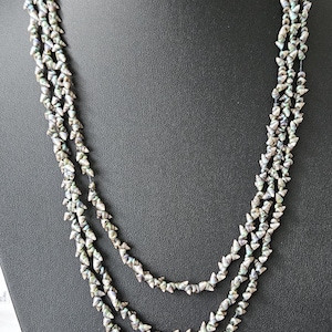 Collana lunga da marinaio in stile antico con conchiglie iridescenti, 117 cm (46 pollici), collana etnografica tribale boho senza chiusura, filo continuo