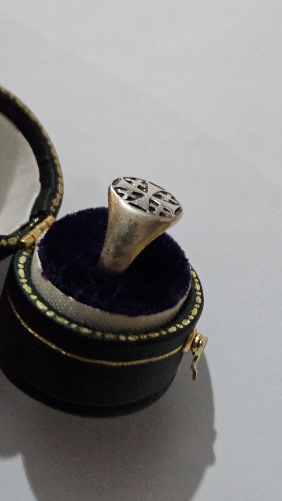 Vintage Solid Silver Celtic Cross Ring Christian … - image 2