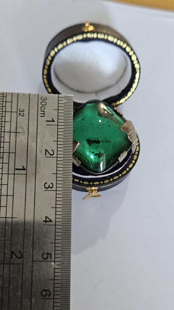 Large Green Statement Ring | Vintage Emerald Gree… - image 5
