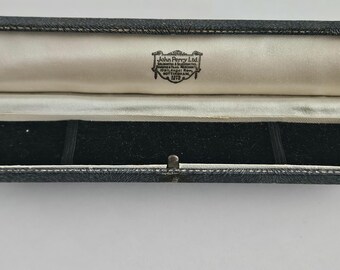 Vintage Antique John Perry Ltd Leather Tooled Gold Trim Jewellery