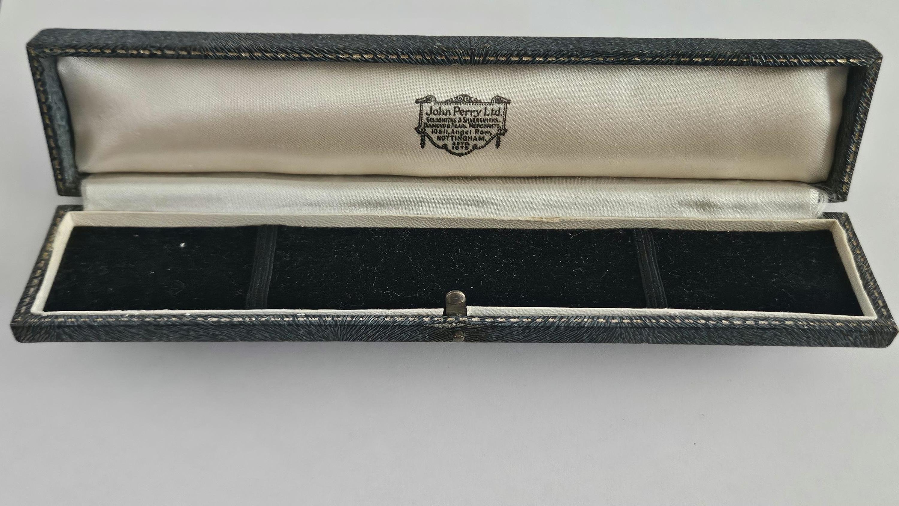 Vintage Antique John Perry Ltd Leather Tooled Gold Trim Jewellery