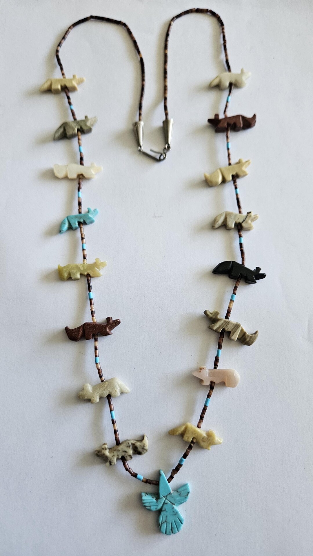 Vintage Zuni Native American Animal Fetish Necklace Raymond