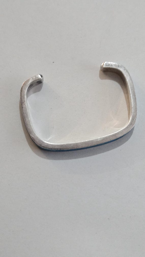 Solid Sterling Silver Turquoise Blue Crackle Glas… - image 2