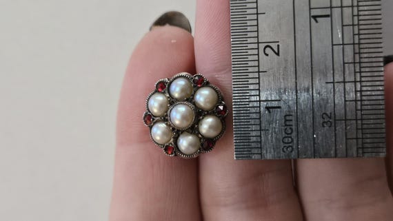 Vintage Antique Solid Sterling silver Split Pearl… - image 7