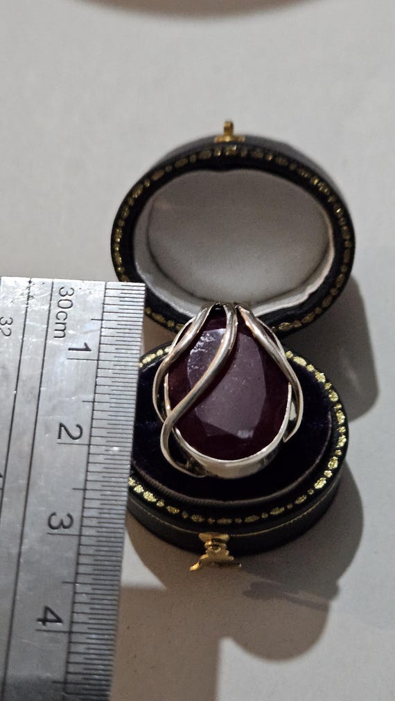 Sterling Silver Ruby Statement Ring – Large Facet… - image 7