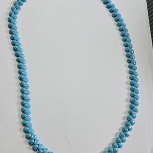 Vintage Art Deco Czech Bohemian Turquoise Glass Long Flapper Necklace