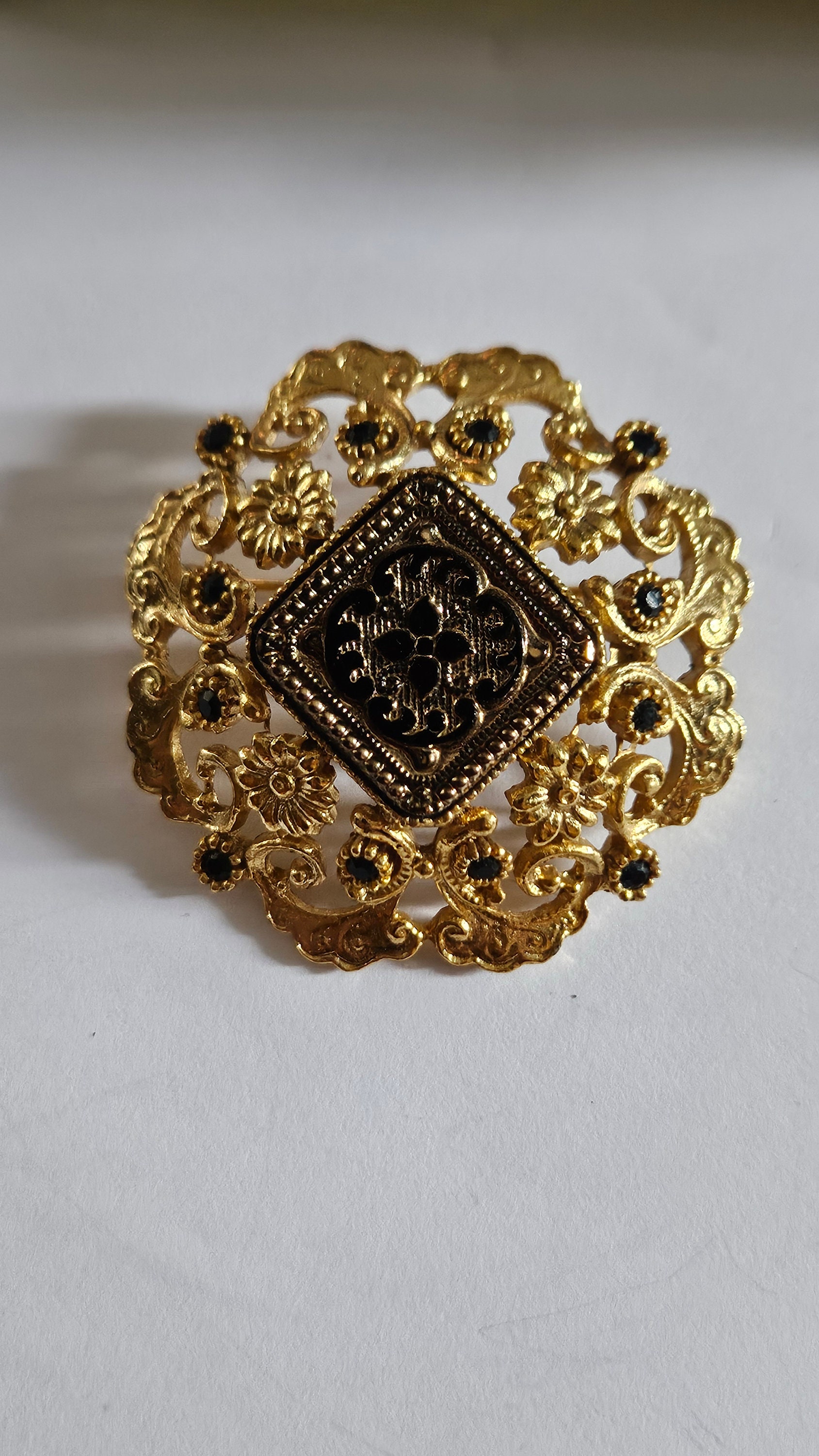 ヴィンテージ スフィンクス 金メッキ ブラック ガラス ビクトリアン