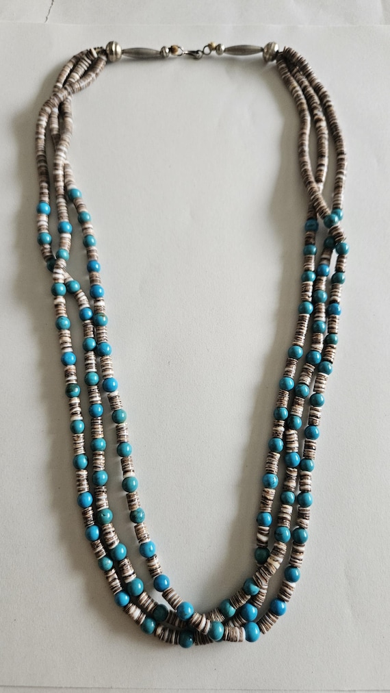 Vintage Shell Heishi & Turquoise Effect Bead Multi Strand Necklace