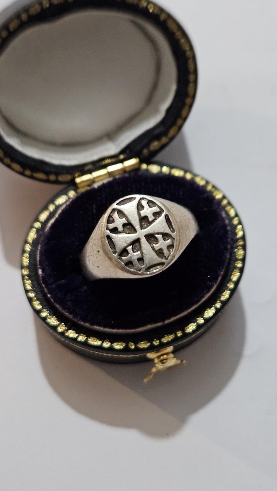 Vintage Solid Silver Celtic Cross Ring Christian … - image 1