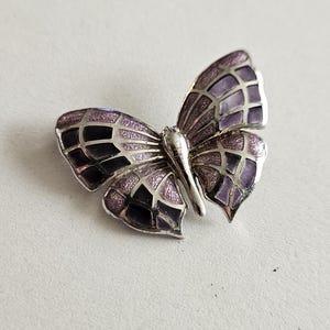 Nicole Barr Sterling Silver Enamel Plique A Jour Purple 925 Butterfly Brooch Pin