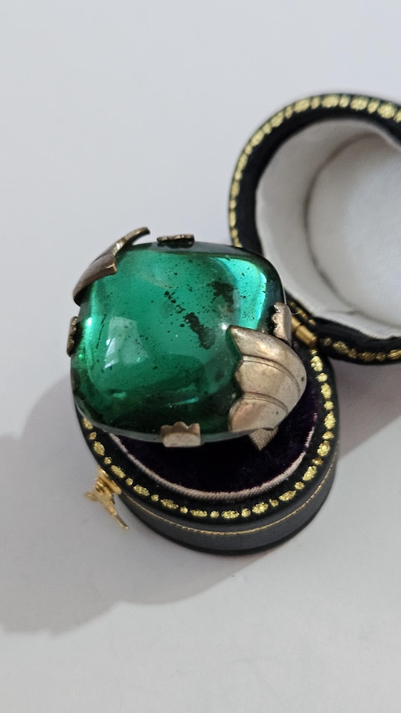 Large Green Statement Ring | Vintage Emerald Gree… - image 3