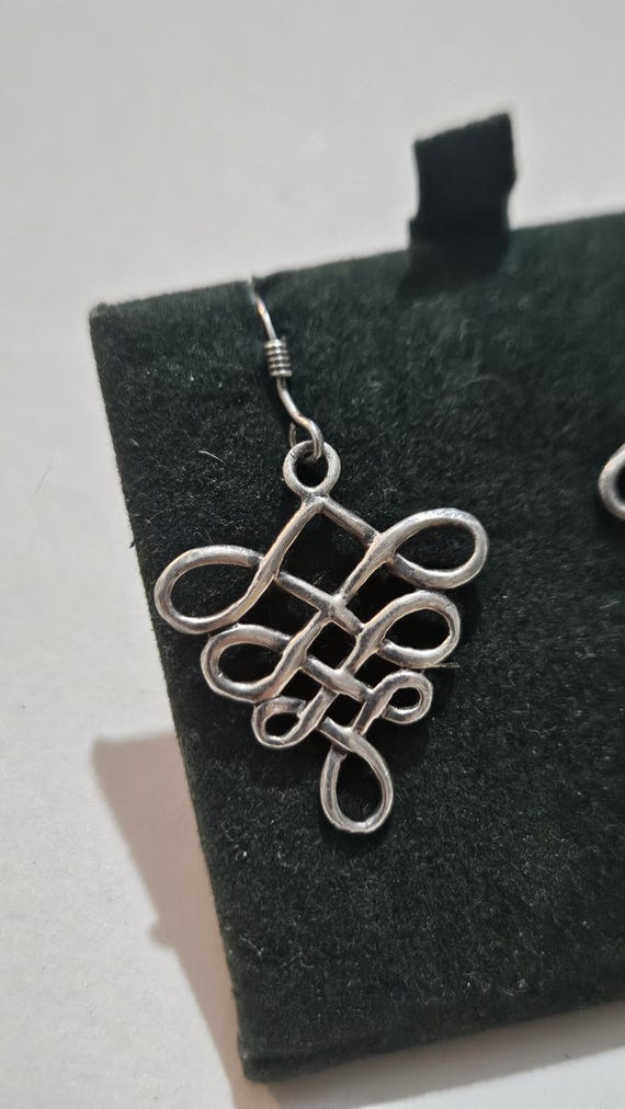 Sterling Silver Celtic Knot Earrings | 925 Endless Knot Drop Earrings | Irish Celtic Jewellery View 2