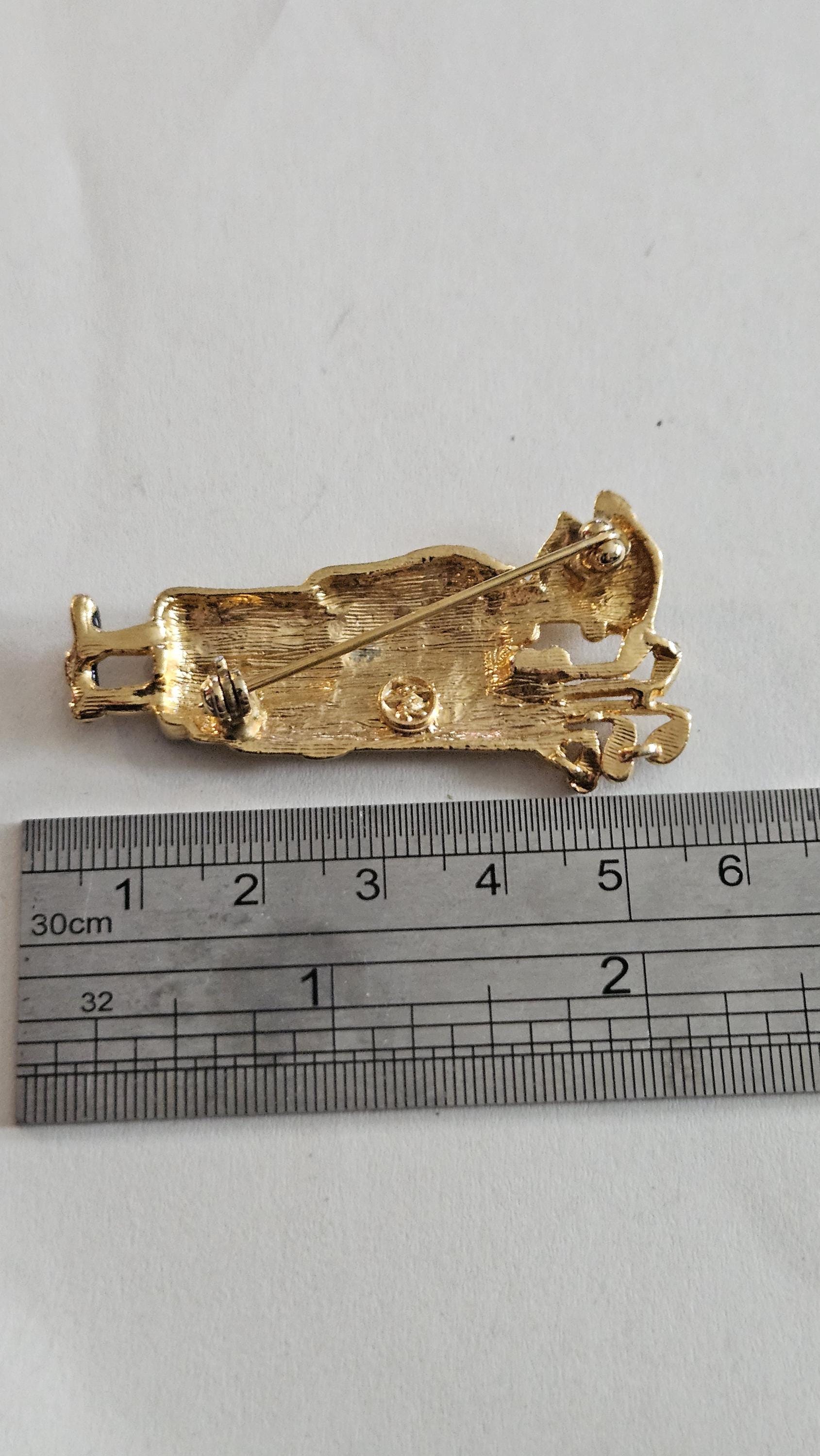 Spilla vintage a forma di tartaruga / smalto marrone dorato, spilla di
