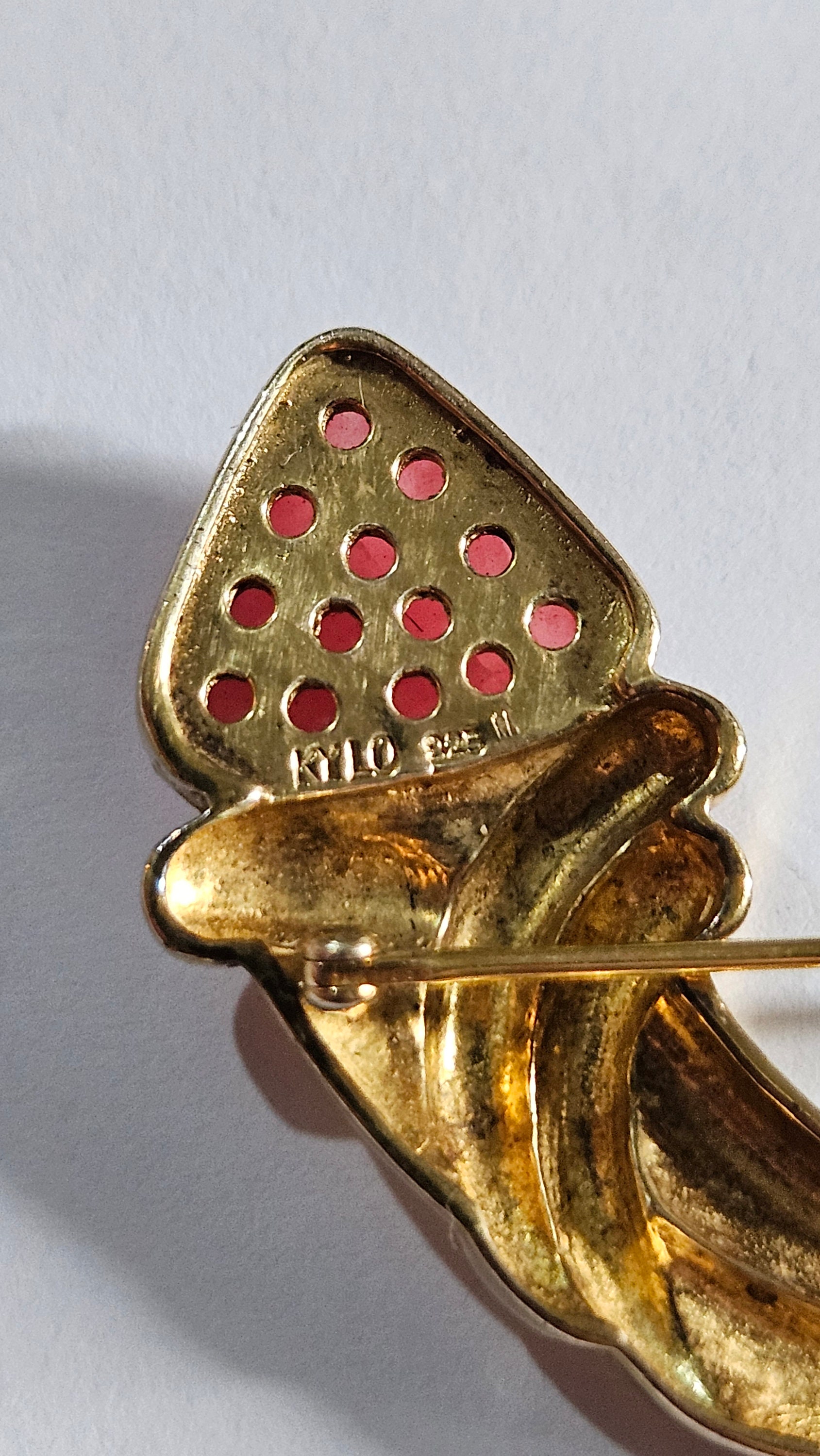 Signed Kai Yin Lo Brooch Pin Sterling Silver Malachite Onyx