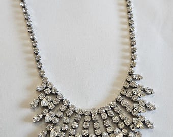 Vintage Silverton Stor Kristall Glas Diamante Statement Catwalk Strass Drop Halsband