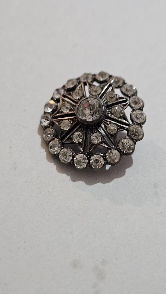 Antique Sterling Silver Paste Set Button, Victori… - image 2