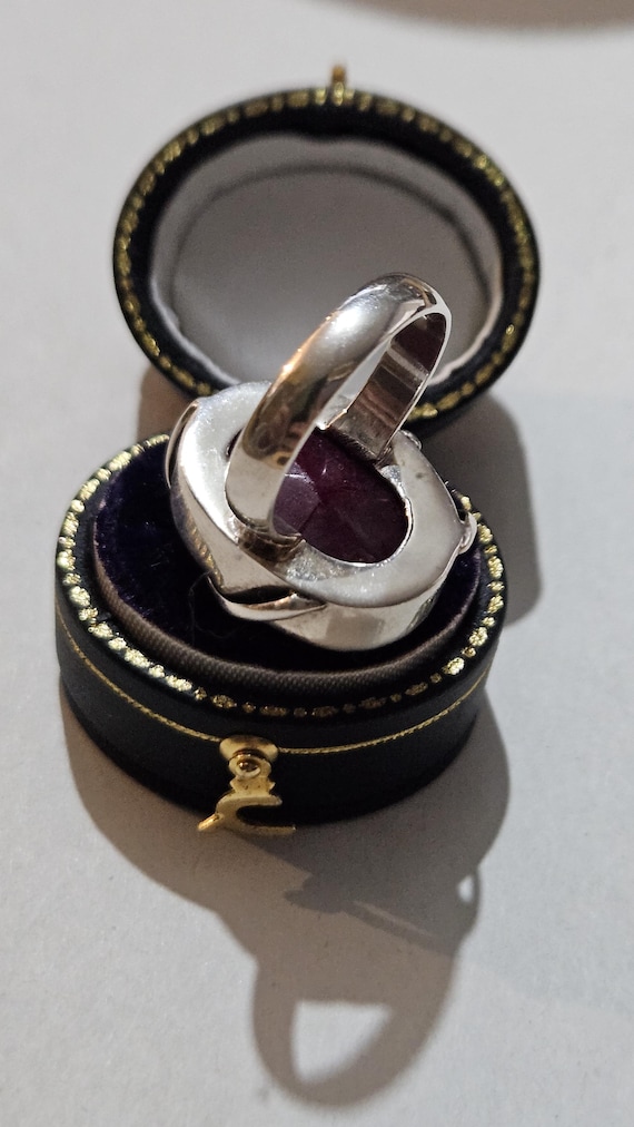 Sterling Silver Ruby Statement Ring – Large Facet… - image 3