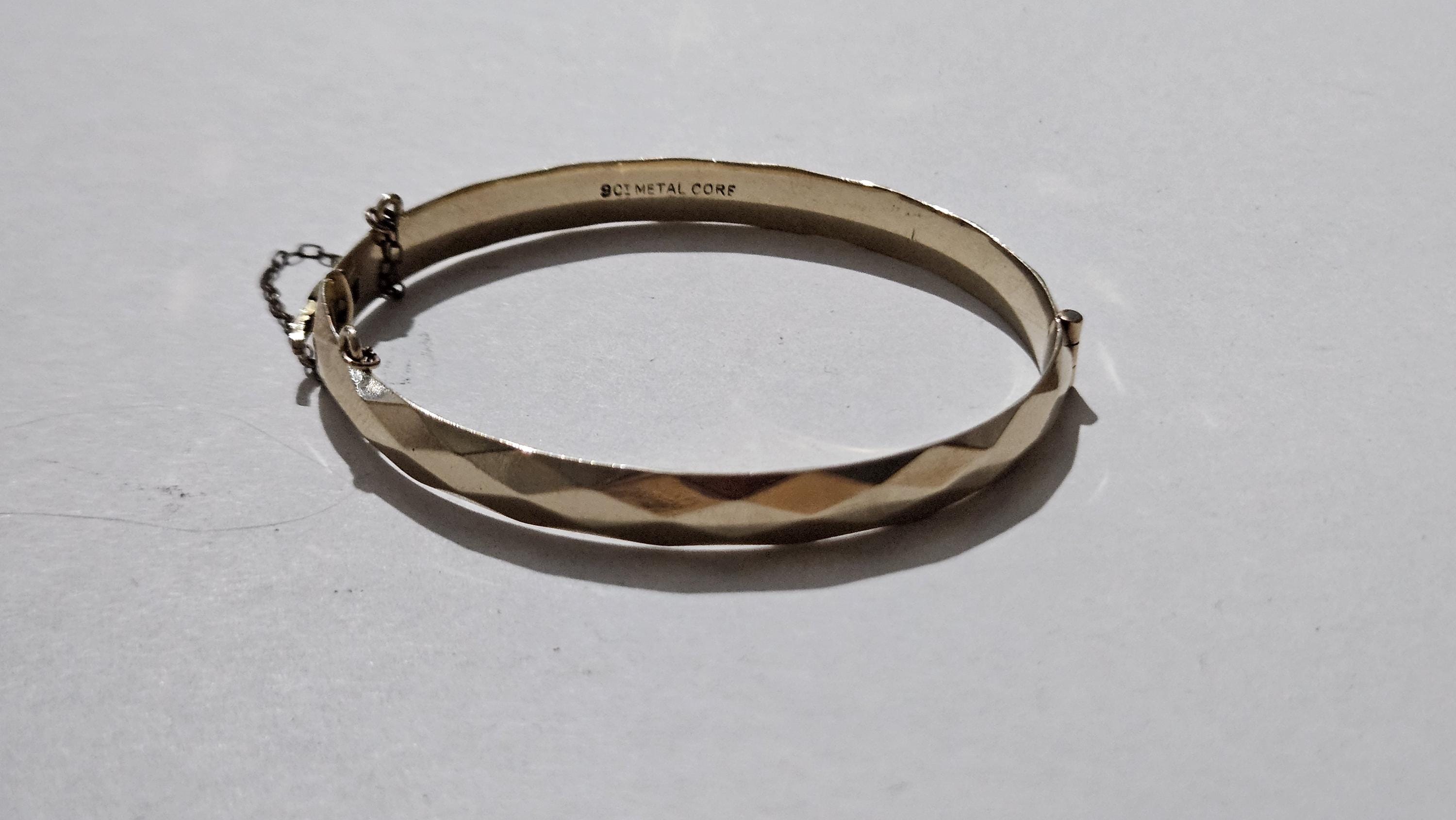 Vintage 9ct Gold Metal Core Bangle Bracelet - Etsy