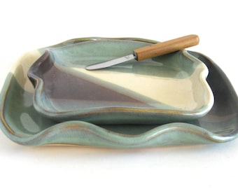 Cheese and Cracker Set - Harlequin Glaze