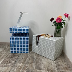 Tile Side Table, Tile Cube, Coffee Table, Designer Furniture, Shelf For Record Player