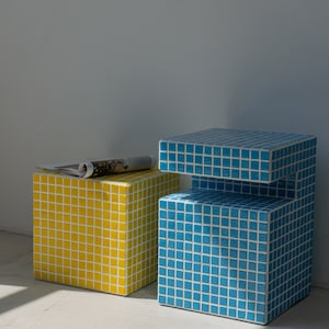 Unique Coffee Table, Modern Tile Table, Tile Cube, Bed Side Table, Modern Coffee Table, Living Room Table, Home Decor