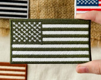 Amerikanische Flagge - Gelber Rand / Sterne Rechts - Applikation - Gestickter Aufnäher - 620813-BR