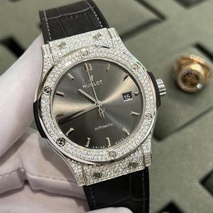 Vintage Strap watches _ Hublot ClassicDiamond Rubber Strap Leather Lining 42mm