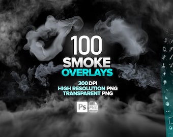 100 rököverlägg, dimöverlägg, dimma, Photoshop-överlägg, molnig rök, vit rök, digital nedladdning