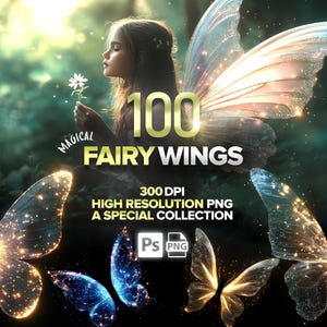 100 Fairy Wings Collection, Fairy Wing Overlays, Magical Butterfly Wings, Photoshop, Iridescent, Digital Download