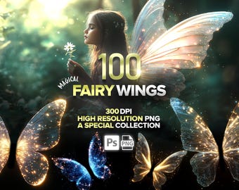 100 Fairy Wings Collection, Fairy Wing Overlays, Magical Butterfly Wings, Photoshop, Iridescent, Digital Download