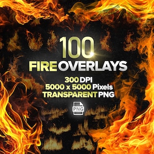 100 Fire Overlays Clipart, Fire Effects, Fire Flame Overlays, Transparent Background Png, Digital Download