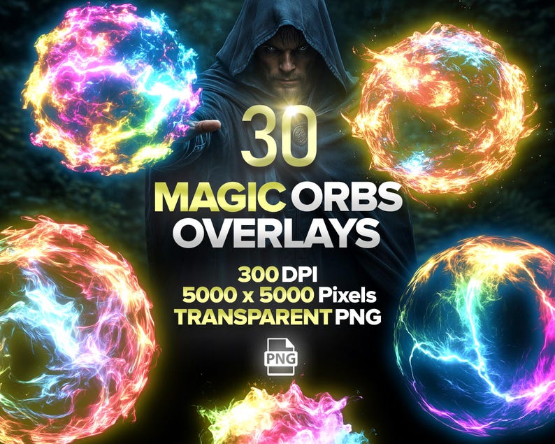 30 Magic Orbs, Magic Energy Overlays, Energy Balls, Lightning Bolts ...