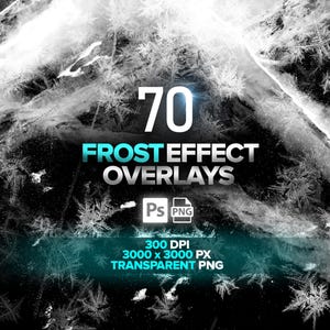 70 Frost Photoshop Overlays, Frozen Ice, Winter Overlays, Frosty Pattern, Icicles, Snow, Digital Download